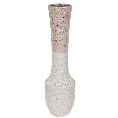 VASE CÉRAMIQUE BLANC/ROSE HM22364