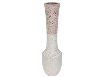 VASE CÉRAMIQUE BLANC/ROSE 19X19X68CM HM22364