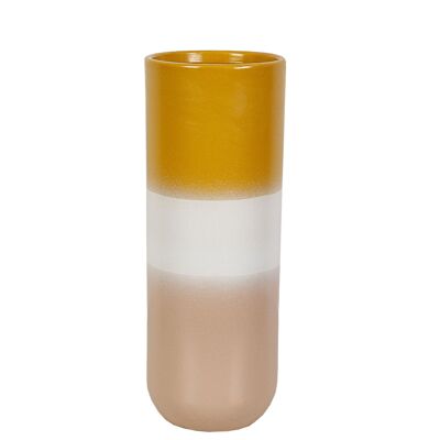 CERAMIC VASE MUSTARD/BEIGE 13X16X30CM HM22333