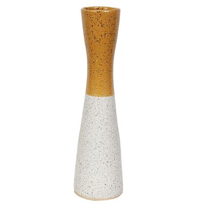 VASO CERAMICA SENAPE/BIANCO 12X12X43CM HM22367