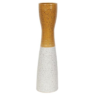 CERAMIC VASE MUSTARD/WHITE 12X12X59CM HM22368