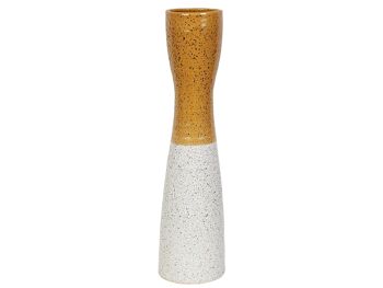 VASE CÉRAMIQUE MOUTARDE/BLANC 12X12X59CM HM22368