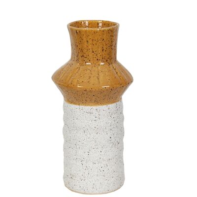 VASO CERAMICA SENAPE/BIANCO 19X19X41CM HM22370