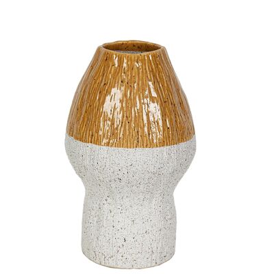 VASO IN CERAMICA SENAPE/BIANCO HM22371