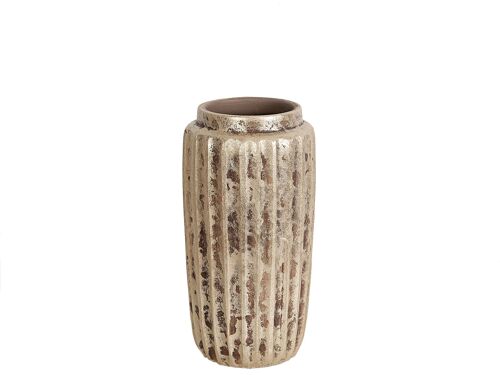 FLORERO CERAMICA RALLADO BEIGE RUSTIC 30X15X0CM HM32356