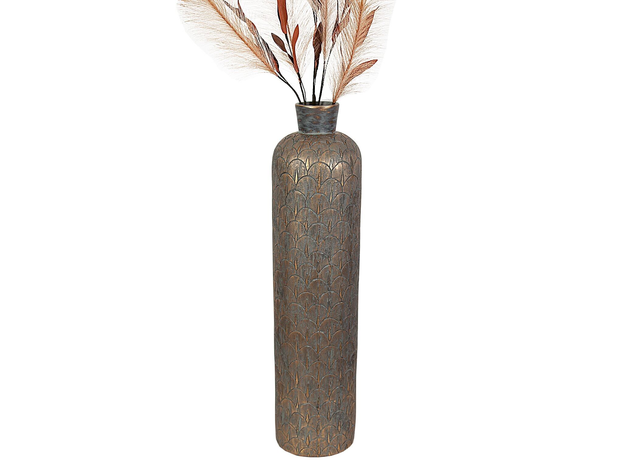 VASO IN RESINA GRIGIO/ORO HM12305