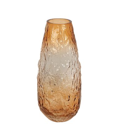 VASE EN VERRE AMBRE/TRANSPARENT 12X12X26CM HM842330