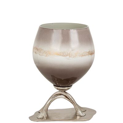 VASO IN VETRO CON BASE IN ALLUMINIO HM2723109