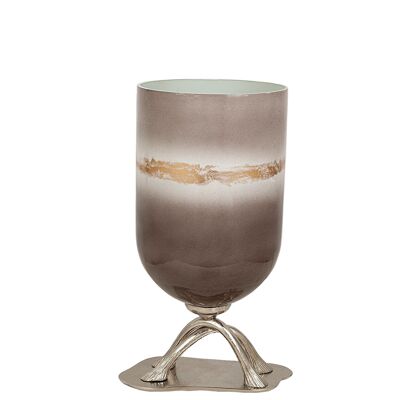 VASO IN VETRO CON BASE IN ALLUMINIO HM2723111