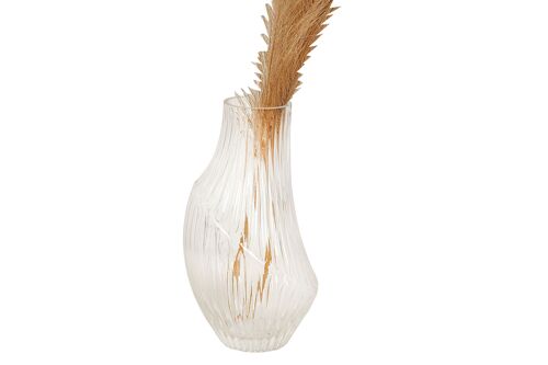 FLORERO VIDRIO RAYADO 14X14X25CM HM842341