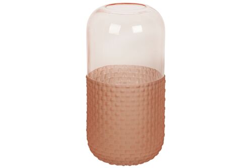 FLORERO VIDRIO ROSA HM842333