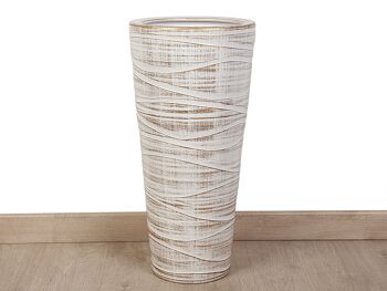 VASE CONIQUE CÉRAMIQUE OR/BLANC 33X33X70CM HM32309