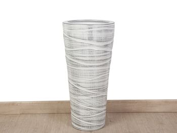 VASE CONIQUE CÉRAMIQUE ARGENT/BLANC 70X0X70CM HM32308