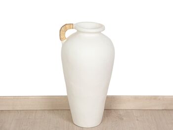 VASE TERRE CUITE BLANCHE MANCHE CORDE 30X30X60CM HM472329