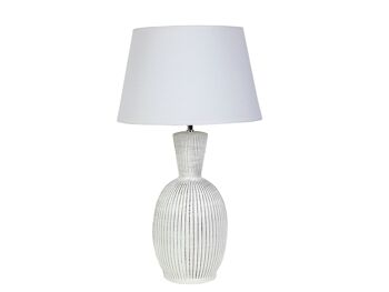 LAMPE CÉRAMIQUE BEIGE AVEC ÉCRAN 35X35X67CM HM22328