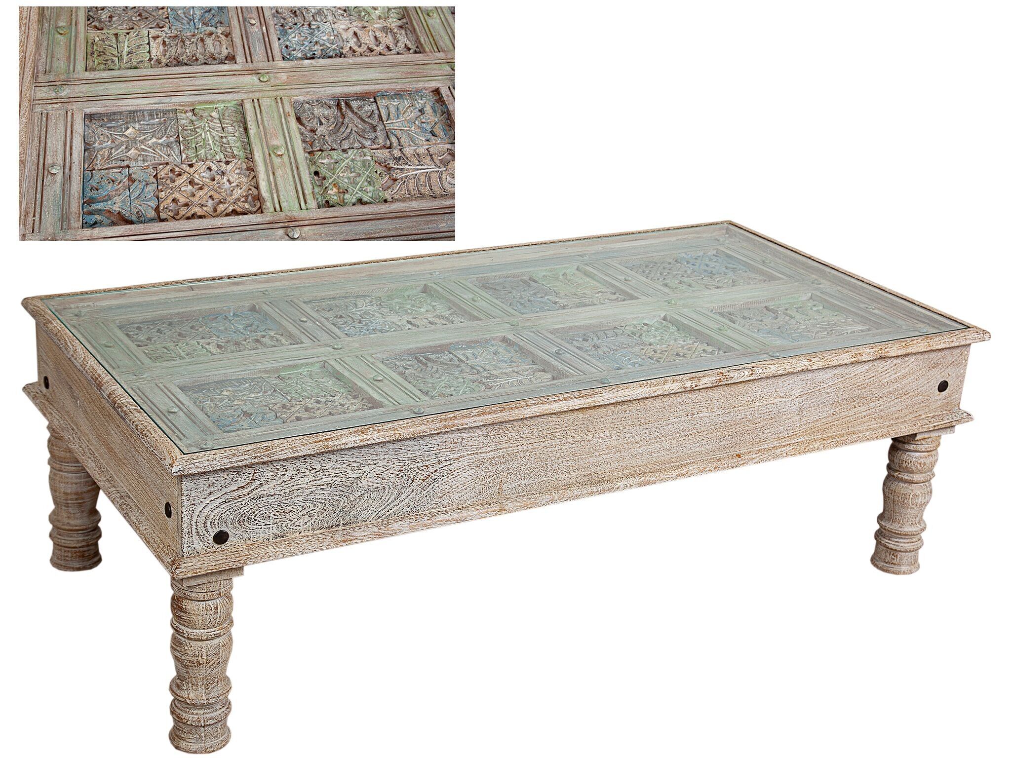 TABLE BASSE BOIS AVEC VERRE HM152303