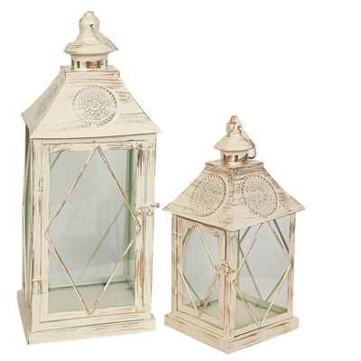 SET 2 LANTERNE MÉTAL/VERRE 14X14X34CM HM842367000