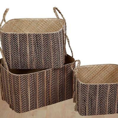 SET 3 NATURAL FIBER BOXES 36X26X17CM HM472302000