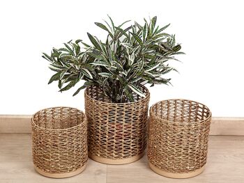 SET 3 POTS MÉTAL/FIBRE NATURELLE 27X27X27CM HM232302000 1