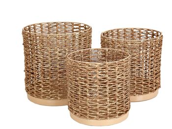 SET 3 POTS MÉTAL/FIBRE NATURELLE 27X27X27CM HM232302000 2