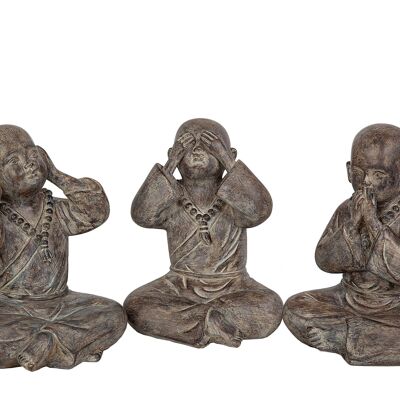 SET 3 SENSED MONKS GRAUES HARZ 17X15X22CM HM192322