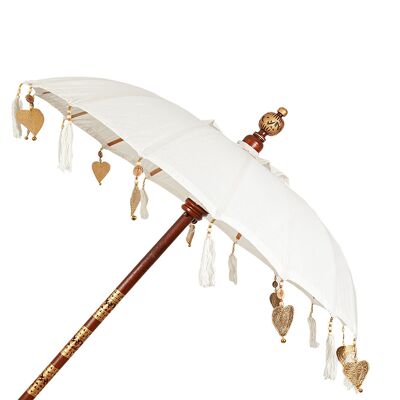 Weißer balinesischer Regenschirm mit Schwänzen, 150 x 150 x 230 cm, HM472345
