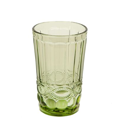 BICCHIERE IN VETRO VERDE (320 ML) 8X8X13CM HM842315