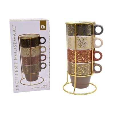 Set De 4 Mug Noël Sur Rack 320Ml