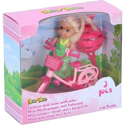 Poupée Enfant 9Cm + Velo 3 Pièces