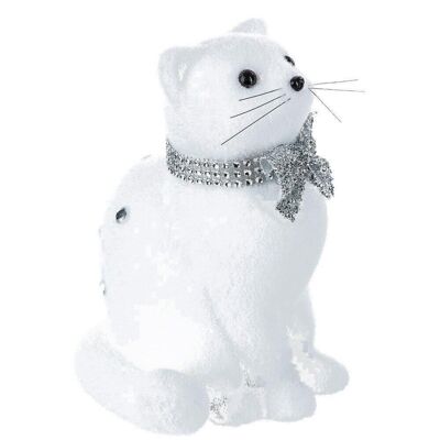 Chat Blanc Avec Strass 27Cm