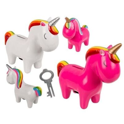 Tirelire Licorne Céramique 19Cm 2Ass