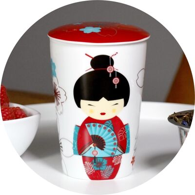 Taza de porcelana TEAEVE Pequeña Geisha Roja