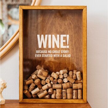 Wine Cork Shadow Box, Cadeaux d'accessoires pour le vin (Le vin, car aucune grande histoire n'a jamais commencé avec une salade.) 9