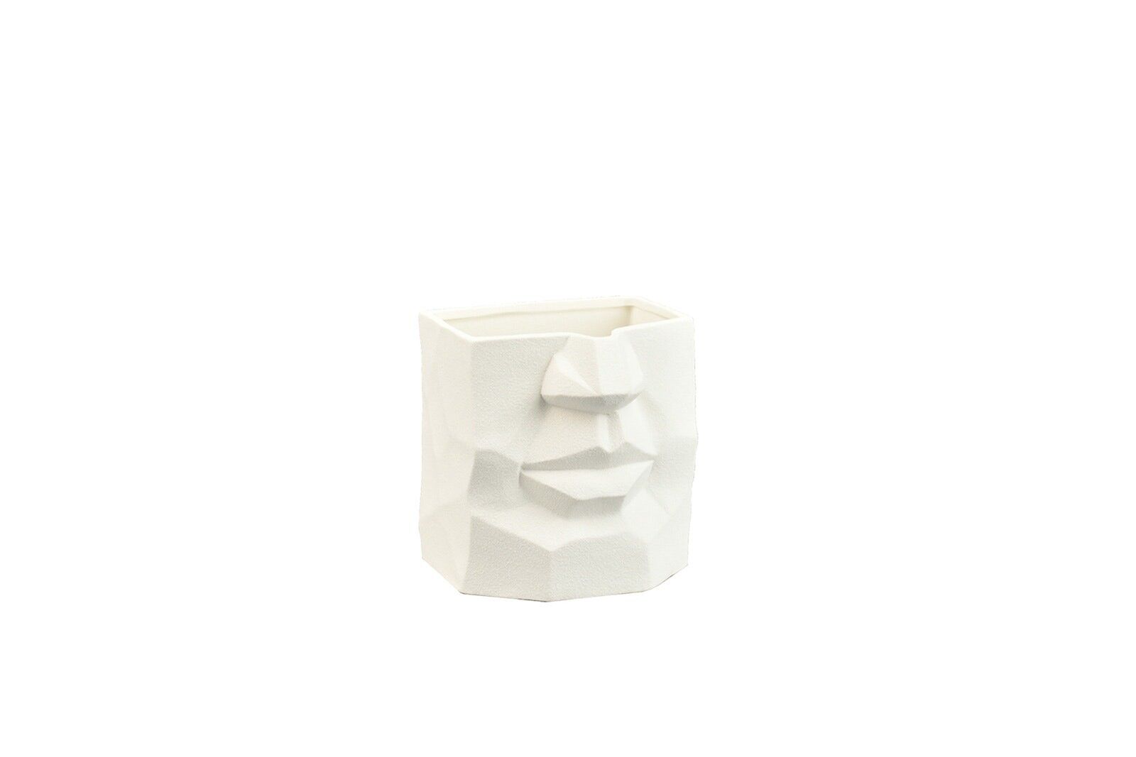 Porzellanvase in einem skulptierten Gesichtsdesign | Gesicht Vase | Handarbeit | Halbes Gesicht | Weiße Farbe | Strukturiertes und mattes Finish
