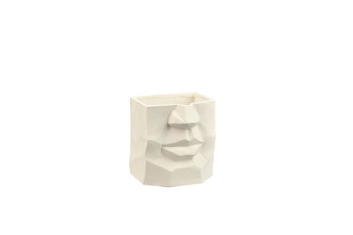 Porcelain Vase in a Sculpted Face Design | Face Vase	 | Handmade | Half Face | Beige Colour | Textured & Matte Finish