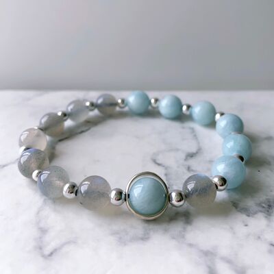 Bracciale curativo con acquamarina e labradorite