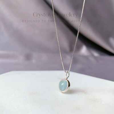 Aquamarine Dainty Sterling Silver Necklaces
