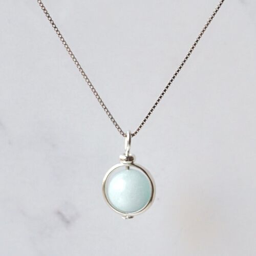 Aquamarine Pendant Sterling Silver Necklace