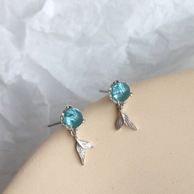 Aretes de sirena de cristal azul