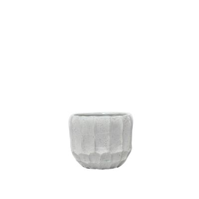 Macetero de cerámica con diseño Luffa | Estilo contemporáneo | Interior | Hecho a mano | Efecto rústico | Acabado blanco mate.
