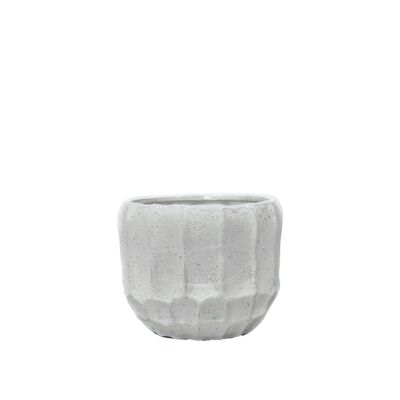 Macetero de cerámica con diseño Luffa | Estilo contemporáneo | Interior | Hecho a mano | Efecto rústico | Acabado blanco mate.