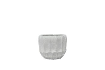 Pot de fleurs en céramique au design Luffa | Style contemporain | Intérieur | Fait à la main | Effet rustique | Fini blanc mat 1