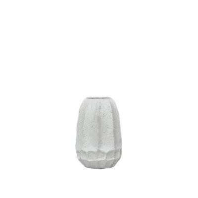 Jarrón de cerámica con diseño Luffa | Estilo contemporáneo y rústico | Jarrón de flores secas hecho a mano | Acabado blanco mate.