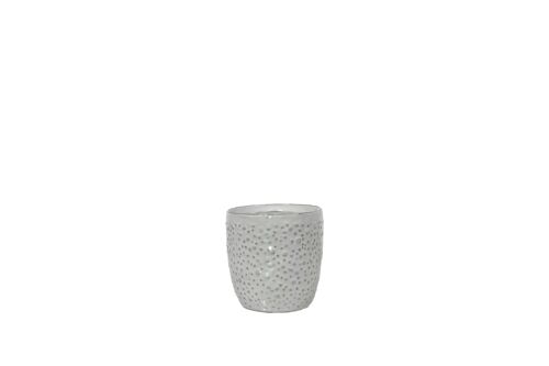 Ceramic Plant Pot in a Bubble Textured design | Contemporary style  | Handmade Indoor Tumbler Pot | Glazed Finish in White