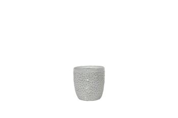 Pot de fleurs en céramique au design texturé à bulles | Style contemporain | Pot à gobelet d'intérieur fait à la main | Finition émaillée en blanc 1