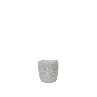 Vaso per piante in ceramica con design strutturato a bolle | Stile contemporaneo | Vaso per bicchiere da interno fatto a mano | Finitura smaltata in bianco