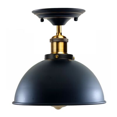 Lámpara de techo moderna de montaje empotrado con pantalla de luz retro industrial negra