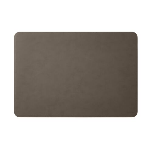Desk Pad Hermes Bonded Leather Taupe Grey - Rounded Corners and Perimeter Stitching