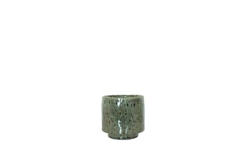 Pot de fleurs en céramique à motif écaille de tortue | Style contemporain | Pot à pied fait à la main | Finition émaillée en vert 1