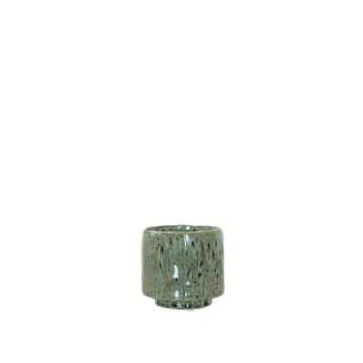 Keramik-Blumentopf im Schildpatt-Muster | Zeitgenössischer Stil | Handgefertigter Topf mit Fuß | Glasiertes Finish in Grün